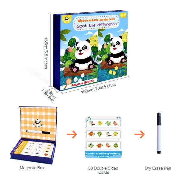 Buy Spot Difference Learning Wipe Clean Flash Cards Pen Controlled at wholesale prices