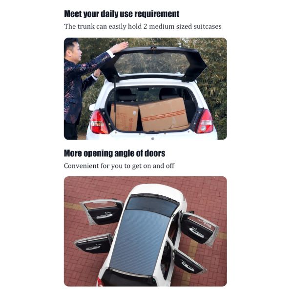 2024 Electriccar Max Range 400km Autos Electric 4 Wheel Solar Panel Car LHD Front Logo Rear Driver Position