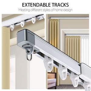 Ivory Extendable Curtain Track Telescopic Rail Stretched Adjustable Sliding
