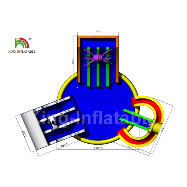 Penguin Blue White Inflatable Blow Up Water Park With 16m Diameter Pool And