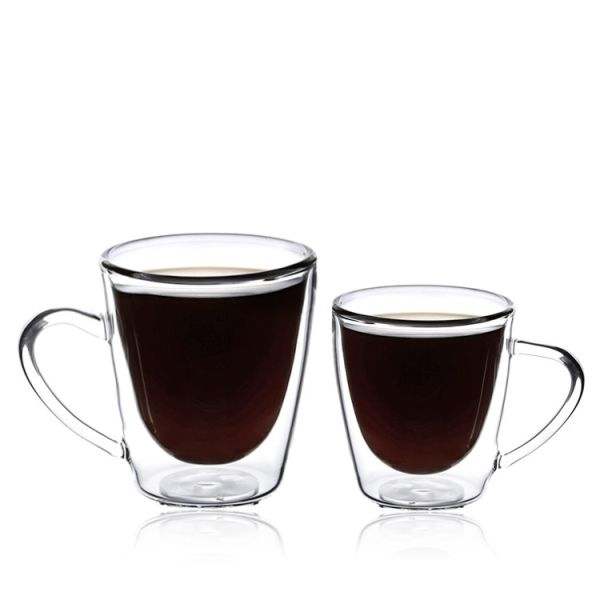 Buy Heat Resistant 200ml Coffee Glass Mug Double Wall With Handle at wholesale prices
