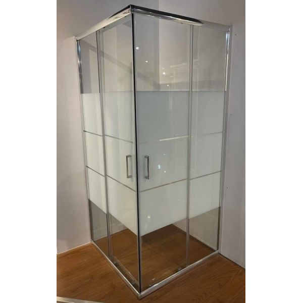 Buy White Block Glass Square Shower Enclosures with Chromed Alum Frame for Modern Bathroom at wholesale prices