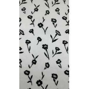 Leafy Beauty Flocked Mesh Lace Complicate Flower Design Fabric Customized