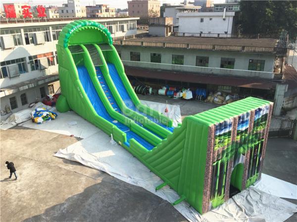 Buy Commercial Giant Inflatable Zip Line Slide For Adults Green Color at wholesale prices