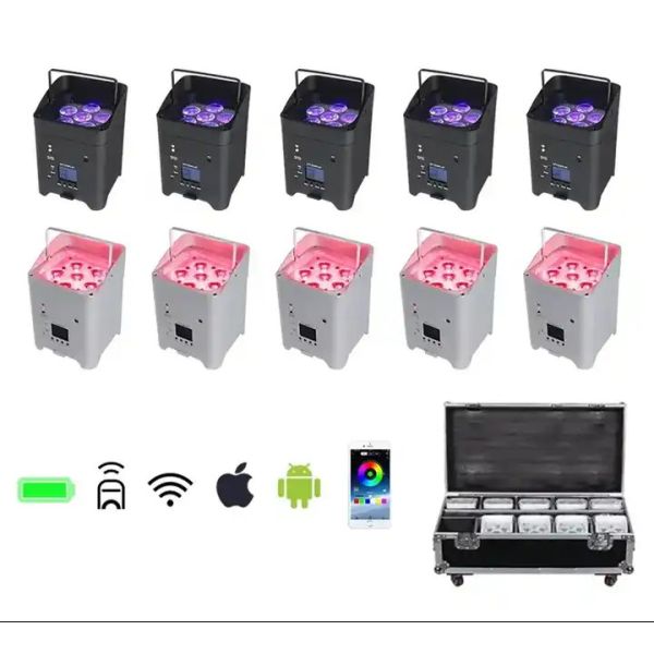 Battery Wireless Uplights Par 6x18w RGBWAUV 6in1 Dj Par Light IR Remote And Wifi