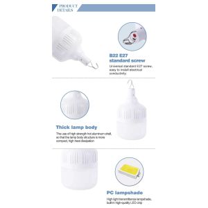 Energy Efficient Rechargeable LED Emergency Light Bulb Custom