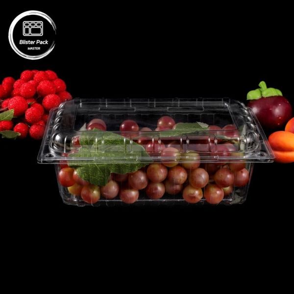 Buy Transparent PET Clamshell Fruit Containers Disposable Plastic Boxes with Lids for Litchi & Grape Packaging at wholesale prices