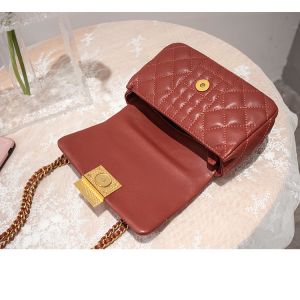 High-Quality Leather Small Fragrant Rhombus Female Crossbody Bag