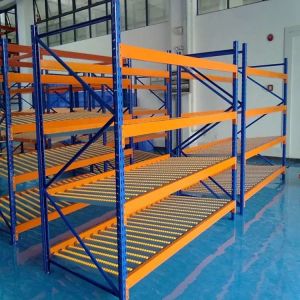 ODM Blue Roller Racking System Warehouse 390mm Gravity Flow Rack System