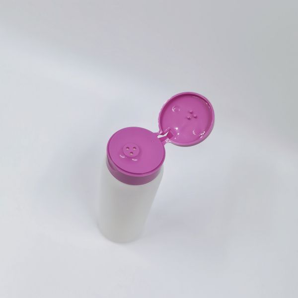 White Body Cylinder PE Plastic Bottle For Powder 50ml 250ml Pink Cap