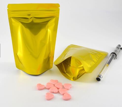 Buy Hot Selling Custom Gold Printed Foil Zipper Poly Bag for Food Packing with Window at wholesale prices