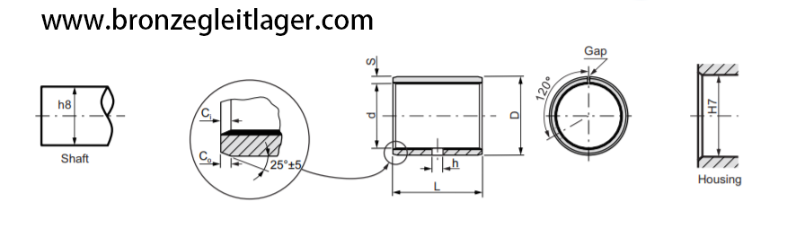 Cylindrical Steel Sintered Bronze Composite POM Sliding Bushing
