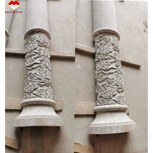 American Style Granite Marble Covering Pillar Carving Hollow Round Column at