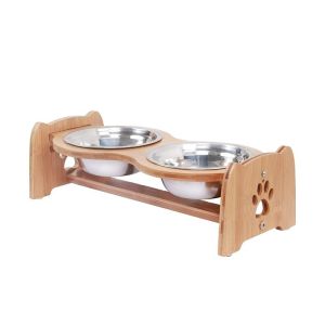 Quality Custom Bamboo PET Feeder Cervical Spine For Cat Dog 13x19.5x40.6cm for sale