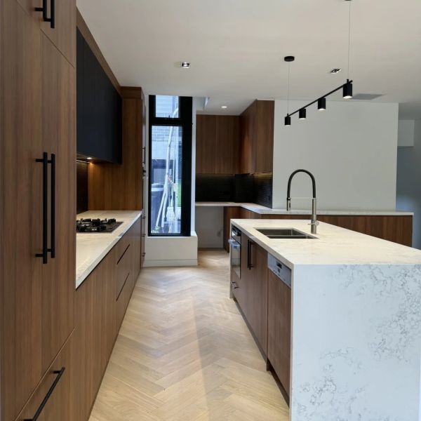 Buy Luxury Home Kitchen Furniture Modern Designs Sintered Stone Countertop Solid Wood Kitchen Cabinet with Island for Builder at wholesale prices