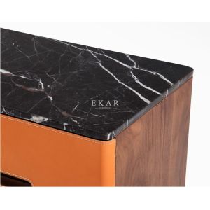 Walnut Italian Design Dining Room Furniture Marble Top Modern Sideboard