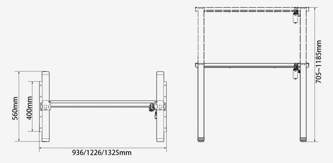 Aluminum Alloy Motorised Height Adjustable Standing Desk Frame 100-240V