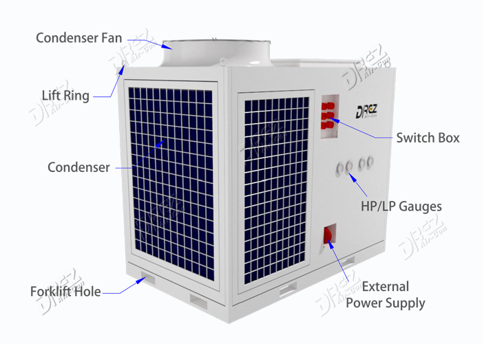 10HP Horizontal Portable Tent Air Conditioner High Efficiency Event Hall Use