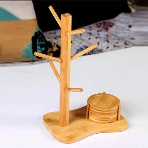 coffee cup glass cup bamboo hanger rack with mats