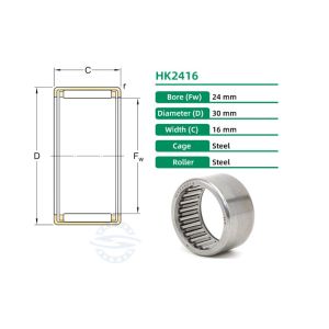 HK2416 HK243016 Drawn Cup TLA2416 Needle Roller Bearing 24X30X16mm