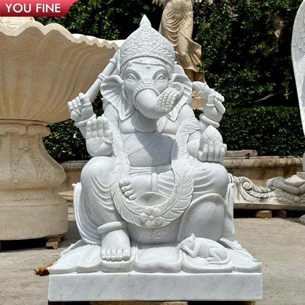 Buy Classic Natural Stone Hand Carved White Marble Ganesha Statue at wholesale prices
