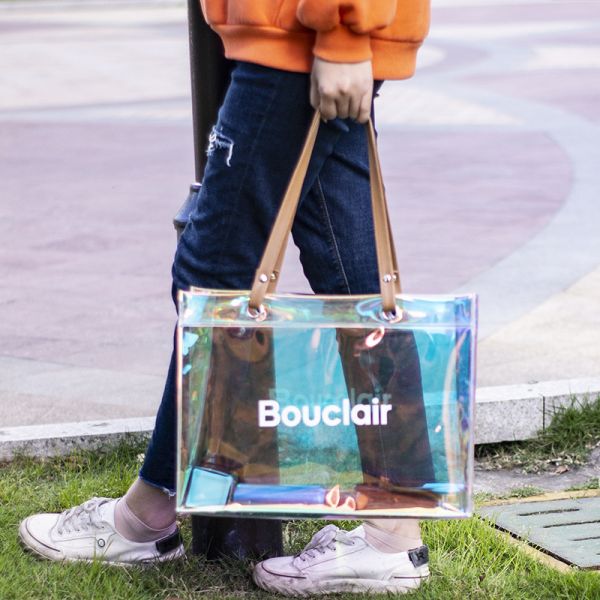 Buy Vinyl beach totes handy bag, handle bag, should bag, Clear bag, Holographic Tote Bags, Iridescent Waterproof Top Handle Bag, Clear Jelly Totes Vocation Party Beach Bag at wholesale prices
