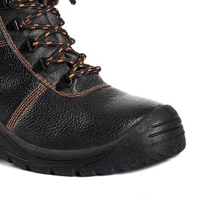 Embossed Cow Leather Steel Toe Safety Shoes for Anti-puncture and Antistatic