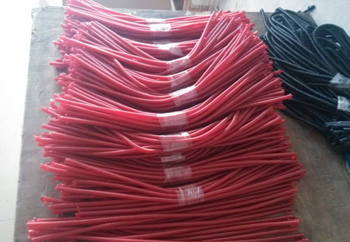 Plastic Safety Red Spiral Lanyard Ropes Red PU Covered Stainless Steel Wire