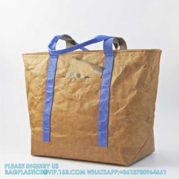 Wholesale Reusable Custom Logo Printed Waterproof Washable Plain Brown Kraft
