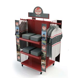 Customized Clothing Display Racks Metal Grid Display Rack For Climbing Backpack