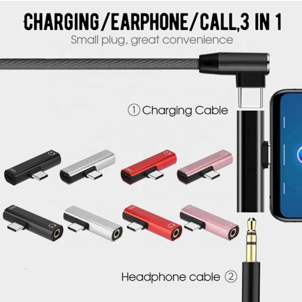2 in 1 USB Type C to 3.5mm Jack PD Charging Headphone Audio Adapter