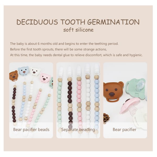 Food Grade Silicone Baby Pacifier Chain With Cute Animal panda Shape