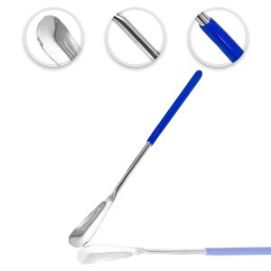 Stainless Steel Micro Lab Scoop Half Rounded Spoon Spatula Sampler With Vinyl