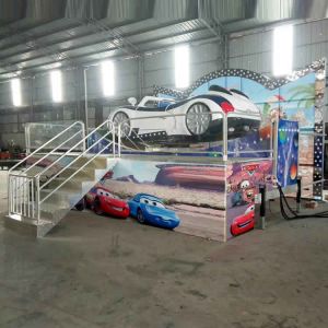 Amusement Flying Car Ride With Trailer Folding Background Wall