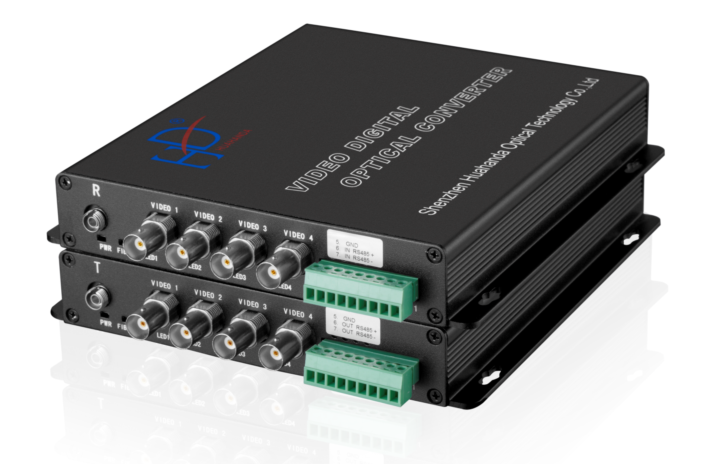 video to fiber converter 4-Ch Video & 1-Ch data RS485/232/422