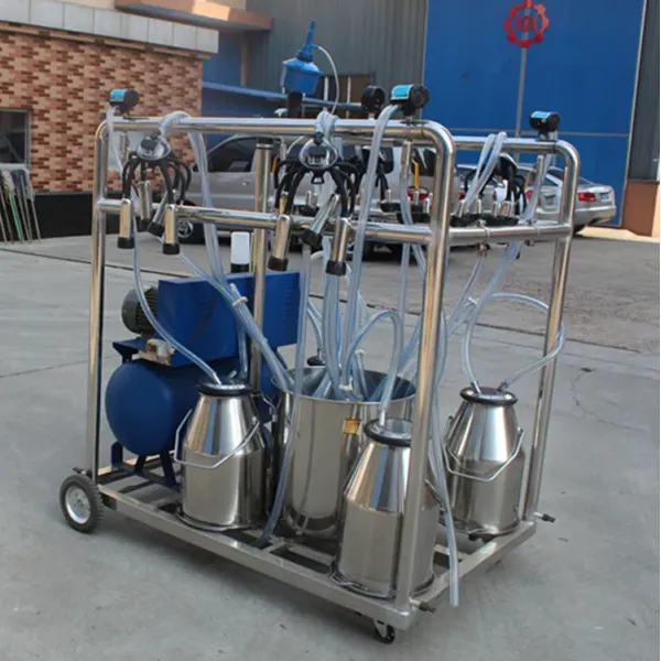 Four Bucket Mobile Vacuum Pump Milking Machine with 60:40 Pulsation Ratio and 380V-50Hz Power for Cows