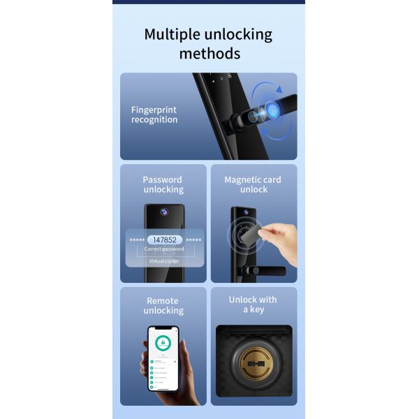 Qleung Camera Door Lock With Video Calling Fingerprint Digital Lock