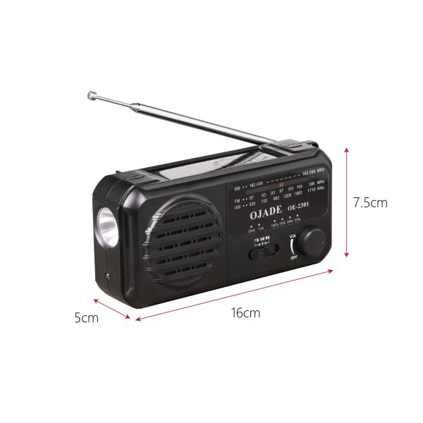 AM FM SW Bands Solar Powered Bluetooth Radio with Rechargeable Battery Pack and