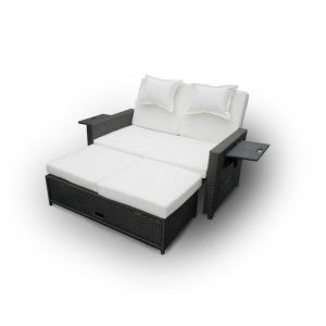 Outdoor Pool Rattan Expansion Daybed , Resin Wicker Furniture