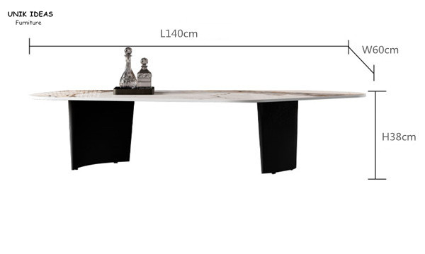 Black White Marble Stone Top Coffee Table Sets Stainless Steel L140xW60xH38cm