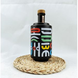 Liquor Matte Black Glass Gin Bottle 500ml 750ml Sealing Type Cork Frosted Black