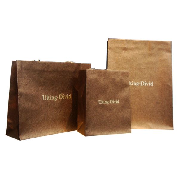 OEM Colorful Uking Divid 180g Recycle Paper Carrier Bag With Stamped / Embossed Logo