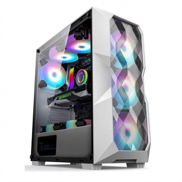 Airflow ARGB Computer Case Airflow ATX Mid-Tower with Polygonal Mesh Front Panel