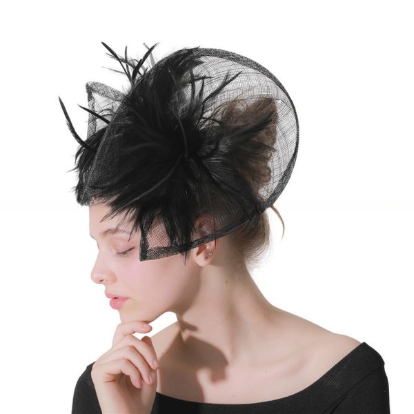 International Shipping Sinamay and Feather Fascinator Hat with Goose Feather