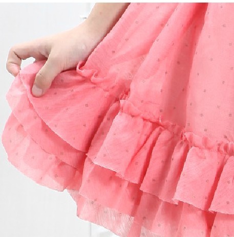 Summer Little Girls Party Dress , One Shoulder 100% Polyester Pink