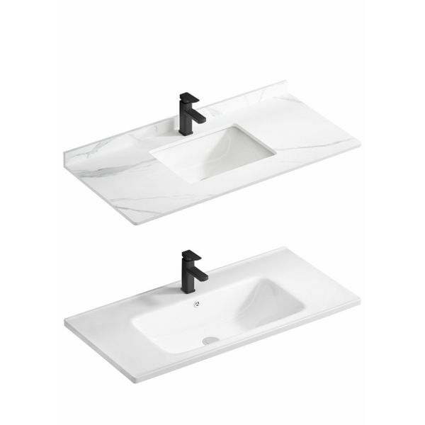 New White Design Bath Room Vanity Units Solid Surface Wash Basin Wooden Panel Bathroom Cabinet With Mirror