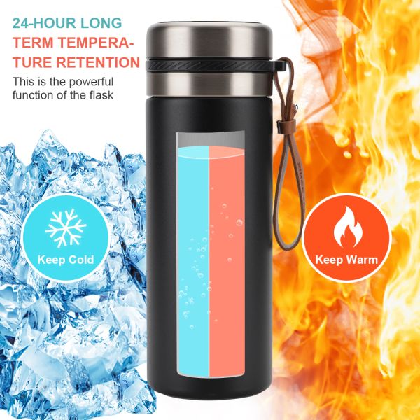 Tea Infuser Bottle Coffee thermos Smart Sports Water Bottle with LED Display Travel Tea Mug with Stainless Steel Filter