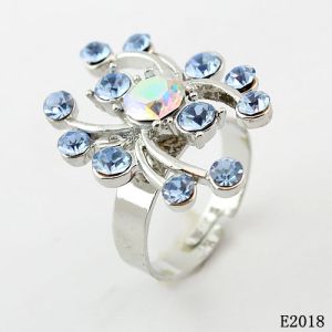 Quality Tin Alloy Women's Finger Western Jewelry Rings with Blue Crystal for Anniversary for sale