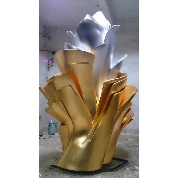 Buy Gold Foil Stainless Steel Sculpture Abstract Paste Modern Silver Sculpture at wholesale prices