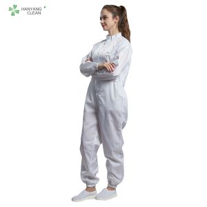 ESD autoclavable anti static sterilized cleanroom coverall white color for class
